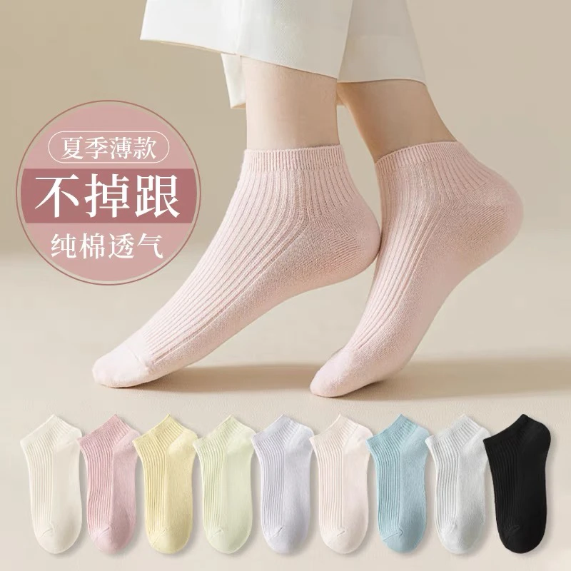 女士春夏浅口低帮船袜短袜棉质双针舒适休闲女短筒薄款四季运动袜