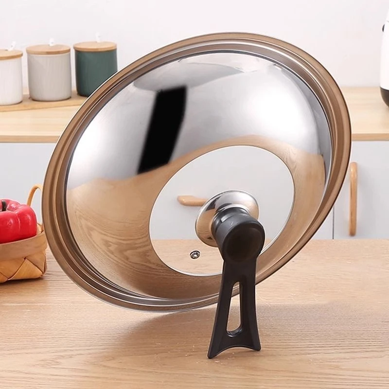 不锈钢锅盖家用炒菜锅盖子炒锅锅盖通用可立式透明锅盖玻璃盖子