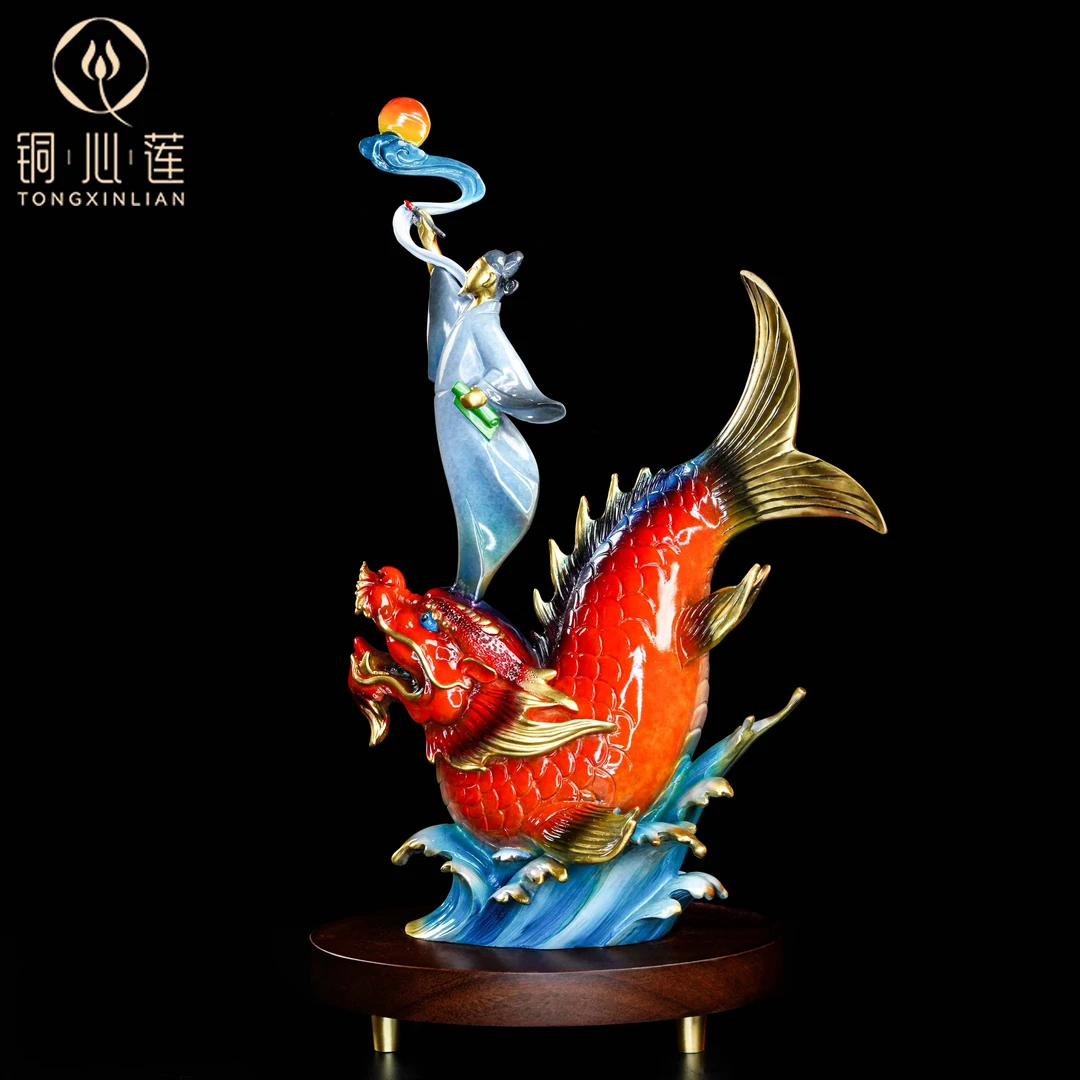 铜心莲【独占鳌头】黄铜工艺品办公室领导新年礼品家居摆件