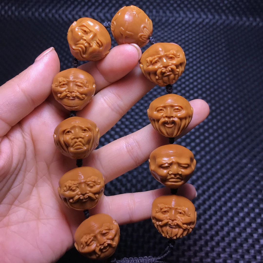 2.2须派十八罗汉双面橄榄核雕刻手串佛珠念珠手链