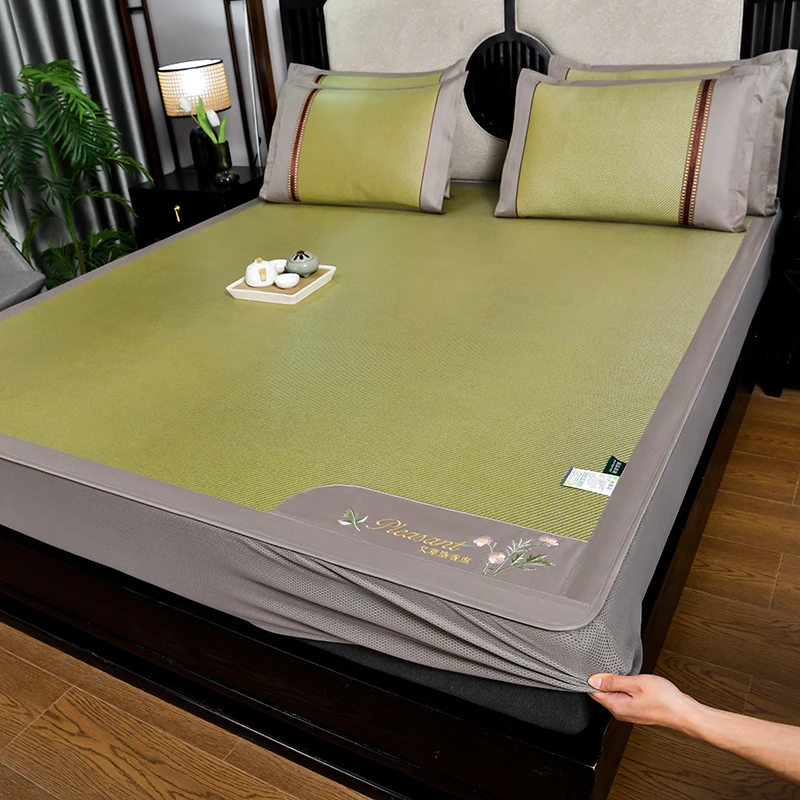 水星.家纺2025新款艾草清香冰藤席系列（床笠款）凉席藤席冰藤席