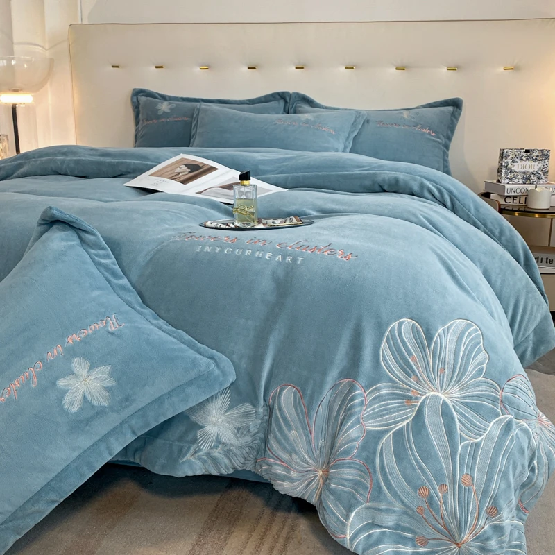 水星家纺适用2024款亲肤保暖全消光加牛奶绒床上用品四件套轻奢款