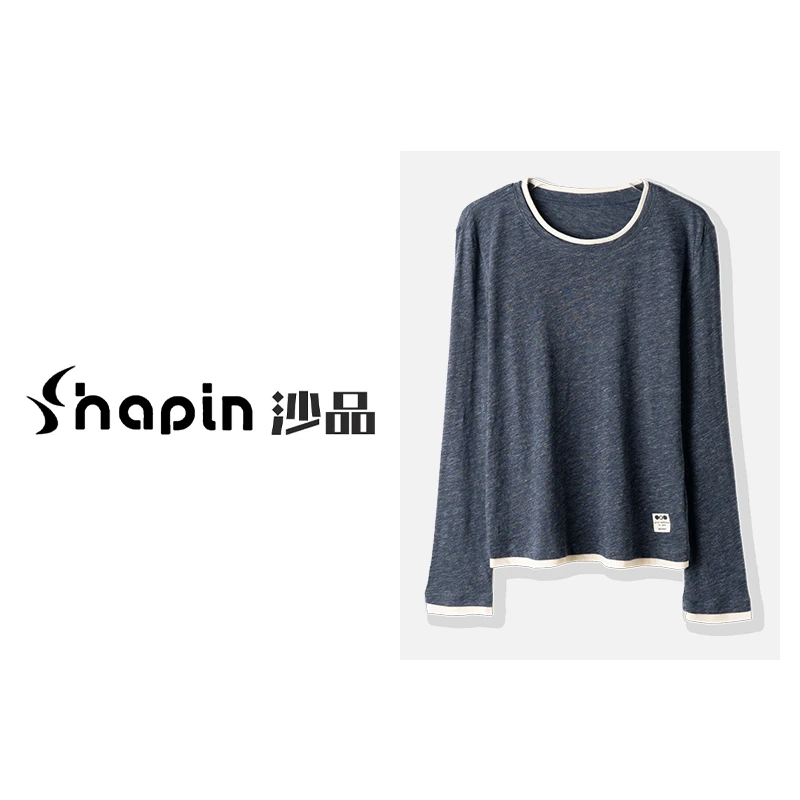 时尚圆领长袖T恤女2024秋季新款高级感撞色假两件气质上衣TK1957