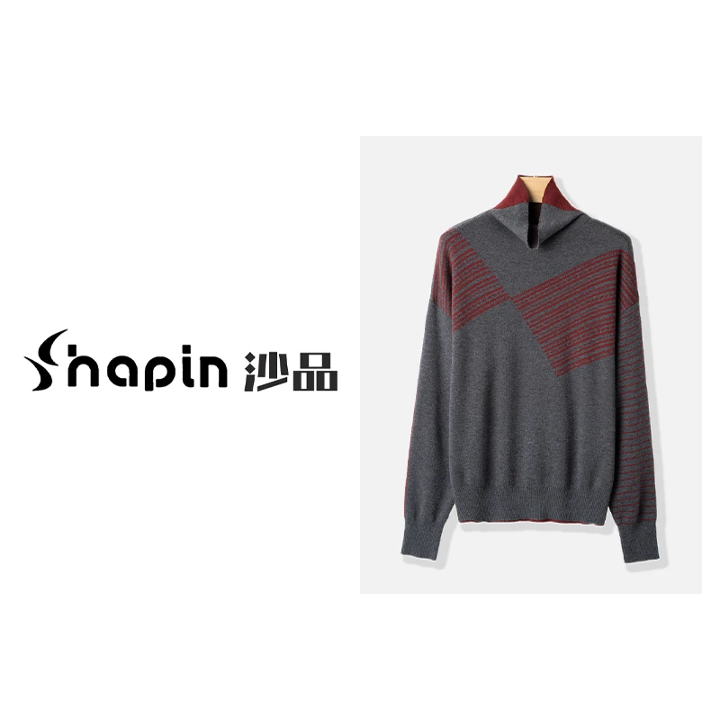 双面穿设计感提花时髦高领针织衫秋冬新款百搭优雅上衣女MM8081