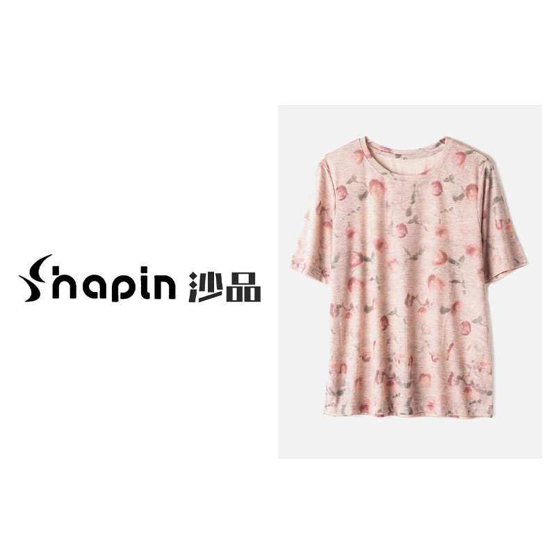 设计感印花短袖T恤女2024夏季新款洋气宽松碎花上衣ZX4509