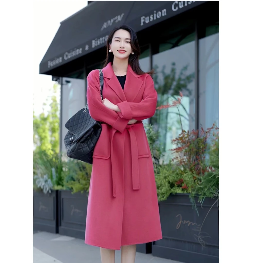 S·KBKZ【新年专属】秋冬高端轻奢气质长款双面绵羊毛大衣长款2381