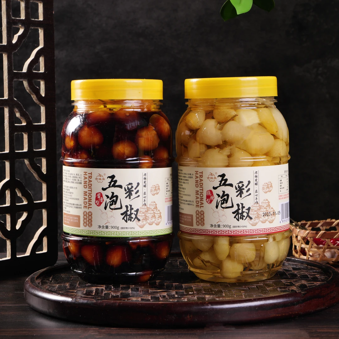 广西特产五彩泡椒灯笼椒酱香酸辣古法老坛腌制酱菜下面配粥菜鲜爽