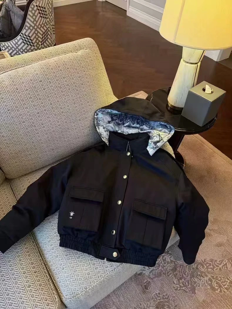 茶茶酱新款连帽老花羽羽2024新款厚外套