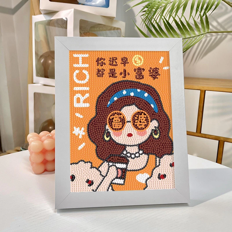小富婆钻石画div材料包自制点钻客厅玩具送闺蜜 女朋友创意装饰画