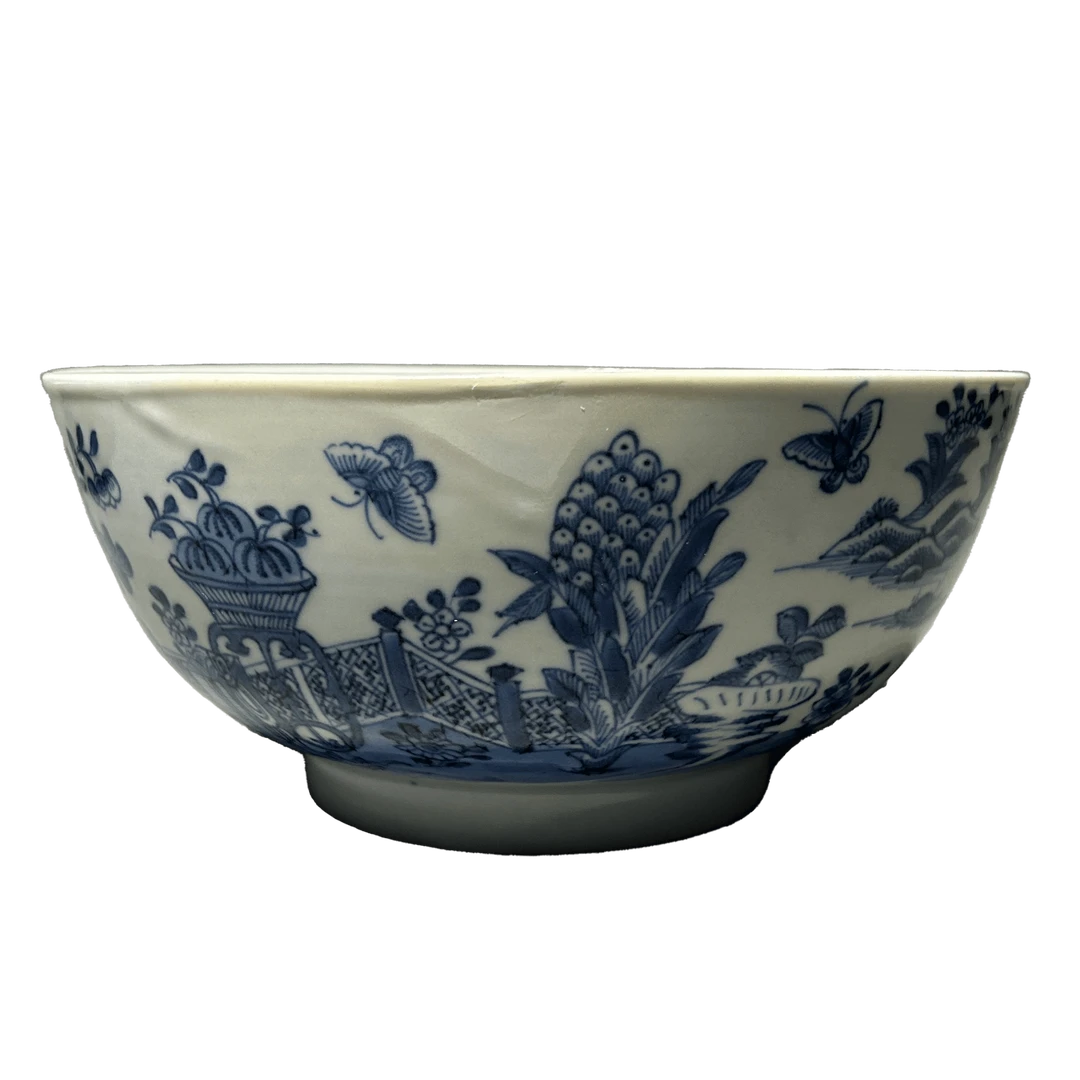 23480108g青花亭台花卉纹碗古董拍卖