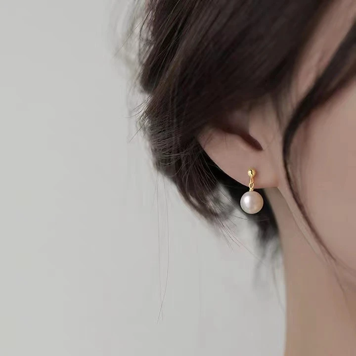 时炬 925银仿珍珠耳饰 纯银耳钉2023耳环小众高级感轻奢耳坠高档