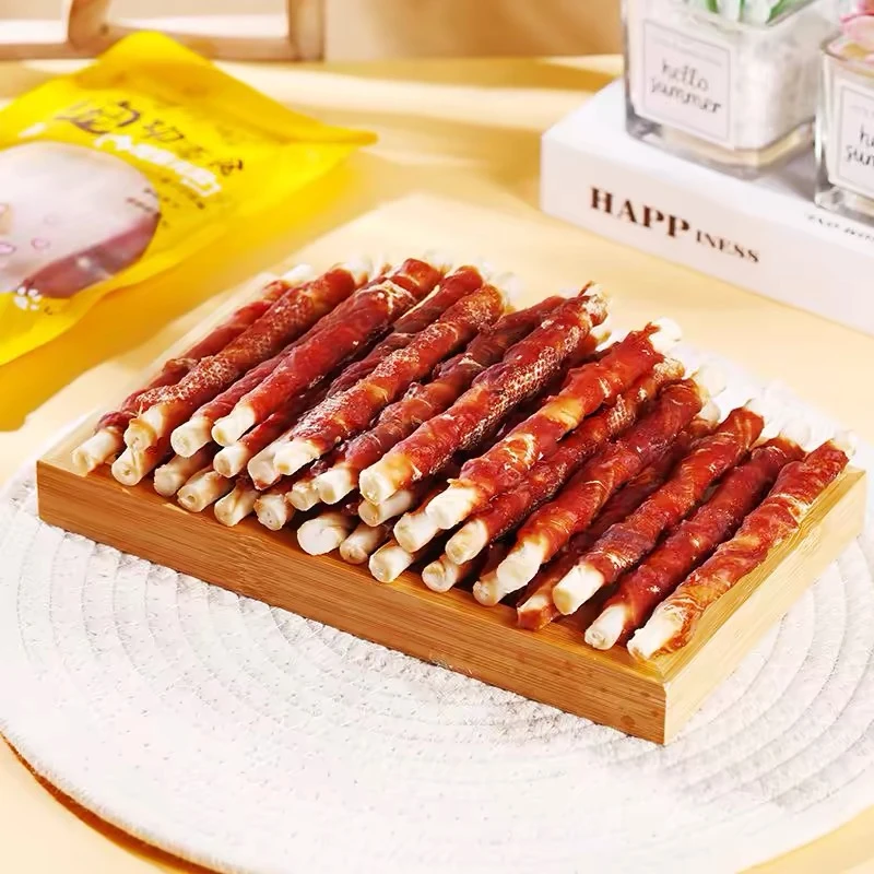 时时宠乐【鸭肉牛皮棒】狗狗零食牛皮磨牙结齿牛皮耐磨耐咬祛泪痕