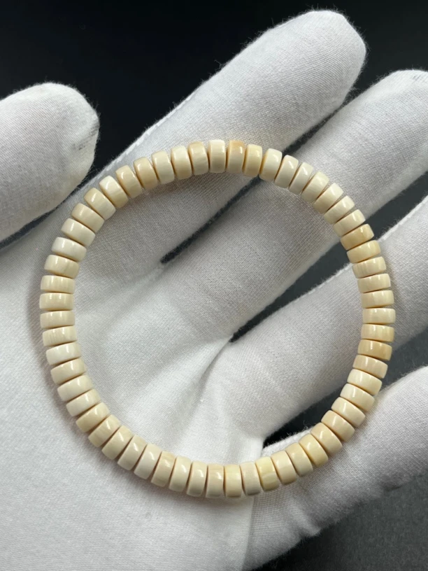 t0014天然猛犸牙 保真 6x3药片珠 支持鉴定 假一罚四