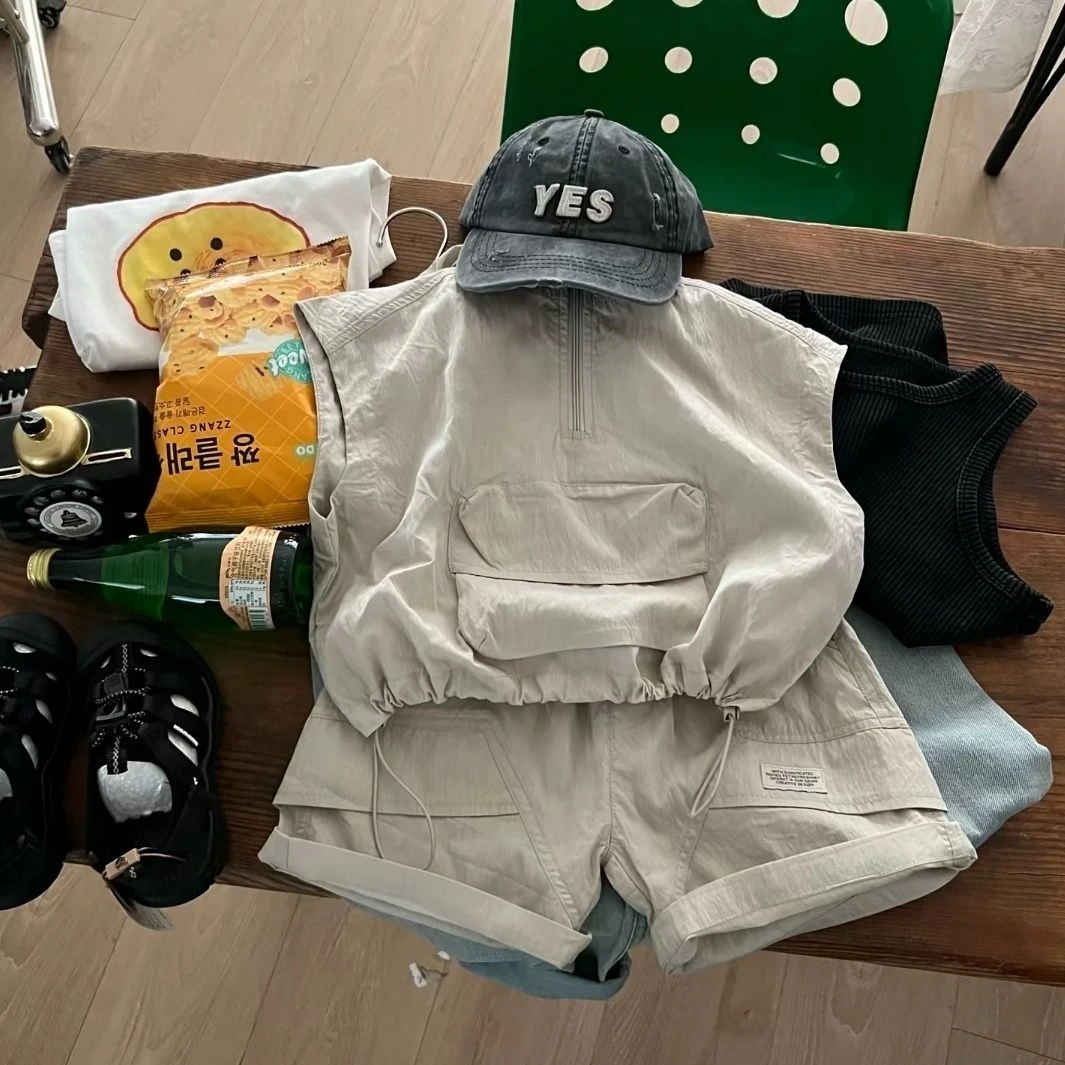 男童夏装背心套装2025新款儿童夏季男孩薄款无袖小童时髦套装夏款