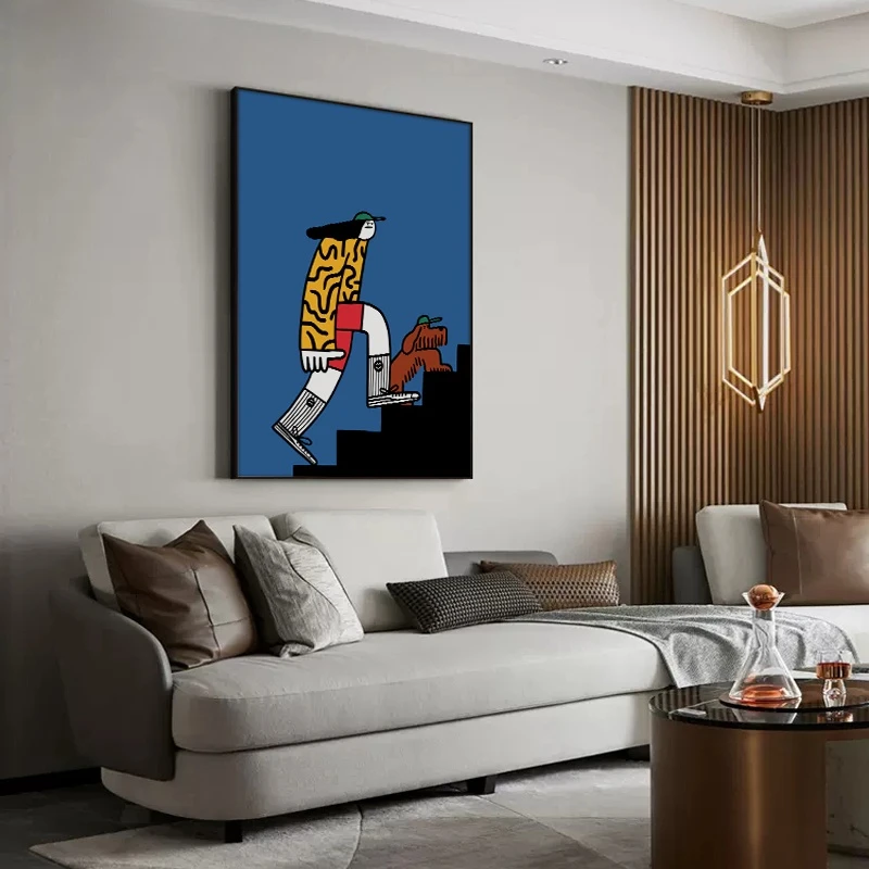 克莱因蓝客厅沙发背景墙装饰画极简个性卧室蓝色玄关轻奢手工挂画