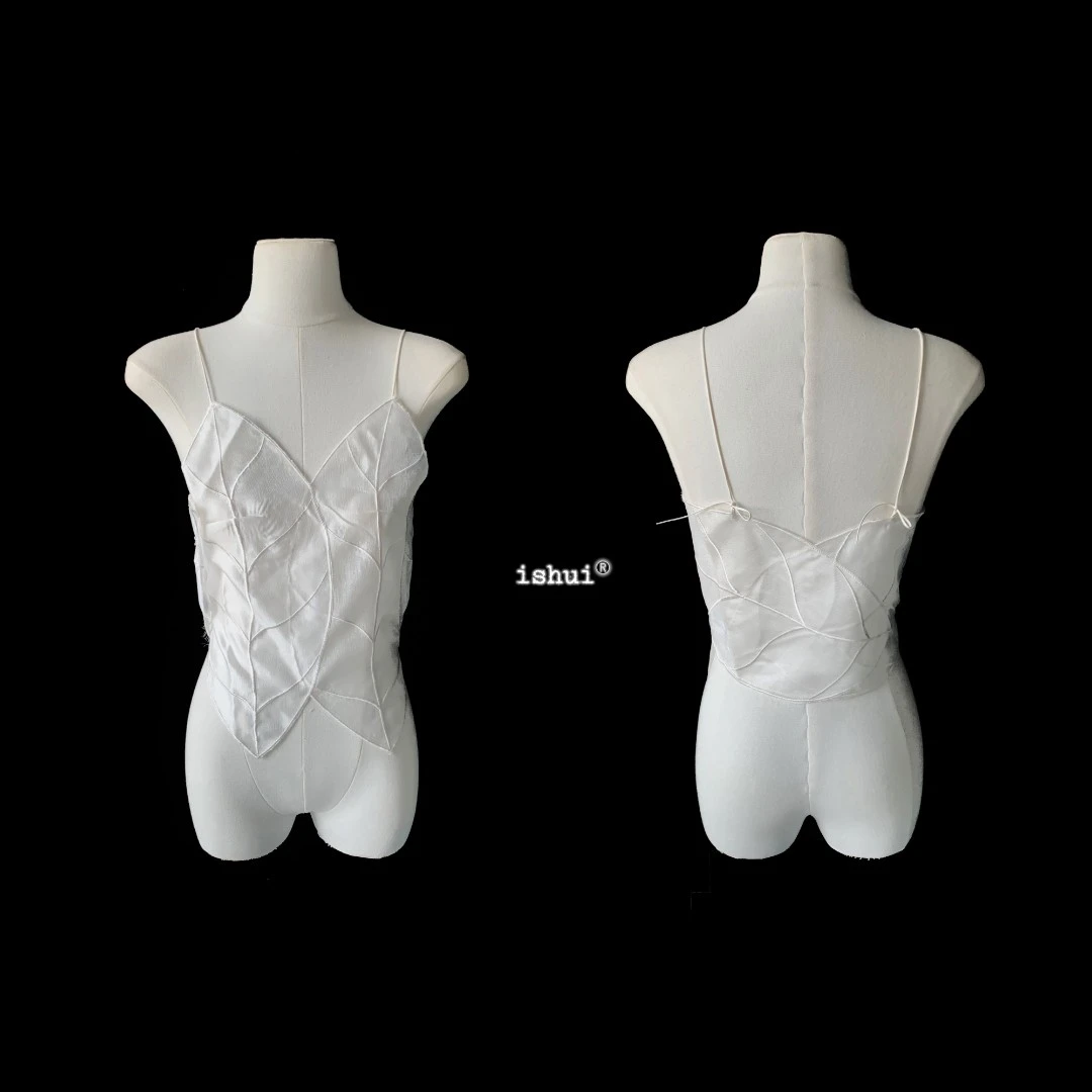 ishui-第八日的蝉 吊带蕾丝夏季短款修身时尚设计师收腰纯欲