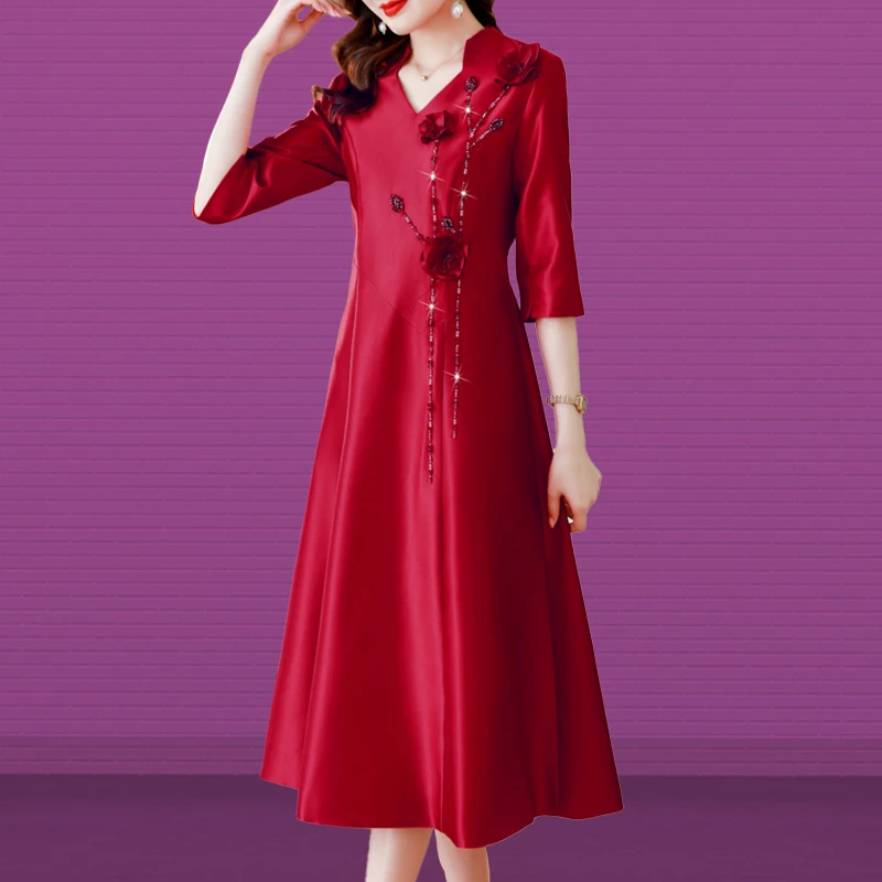 十一喜婆婆喜妈妈婚宴装礼服2023新款爆款高端轻奢遮肚子连衣裙秋