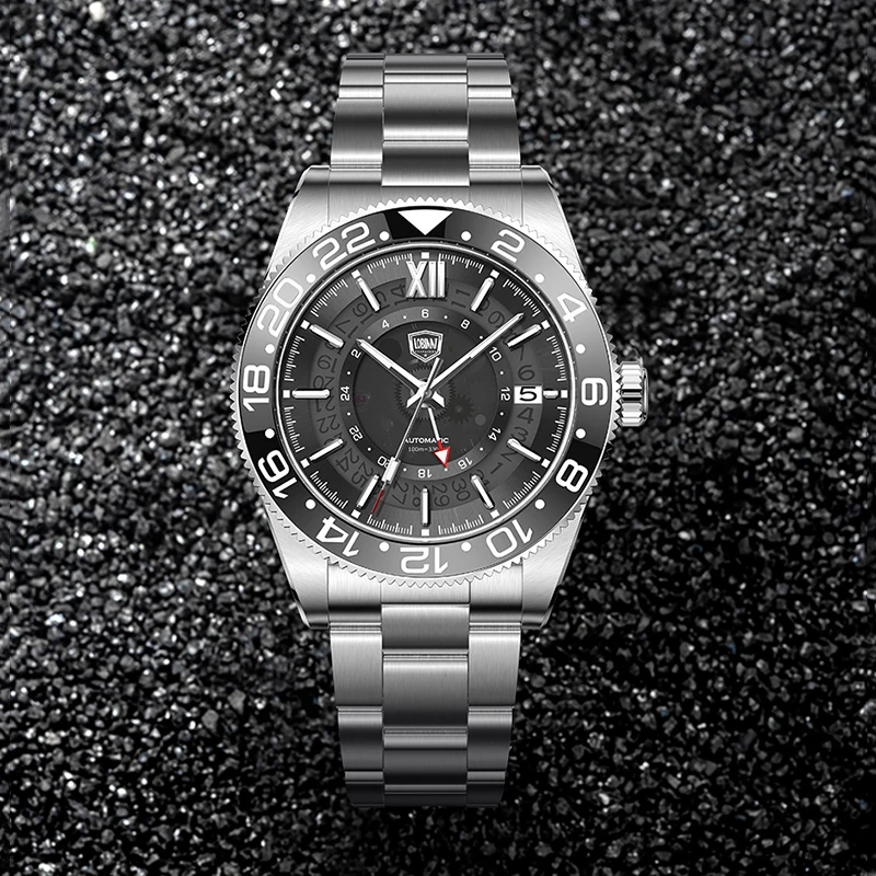 【罗宾尼旗舰】潮流个性腕表霸气黑色时尚夜光机械表高端男表19023