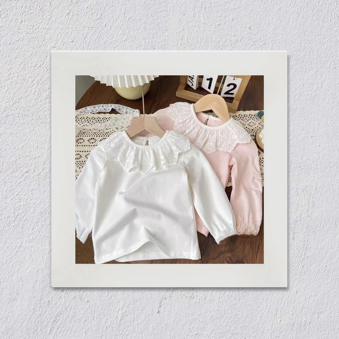 751秋冬季花边领女童百搭长袖打底衫