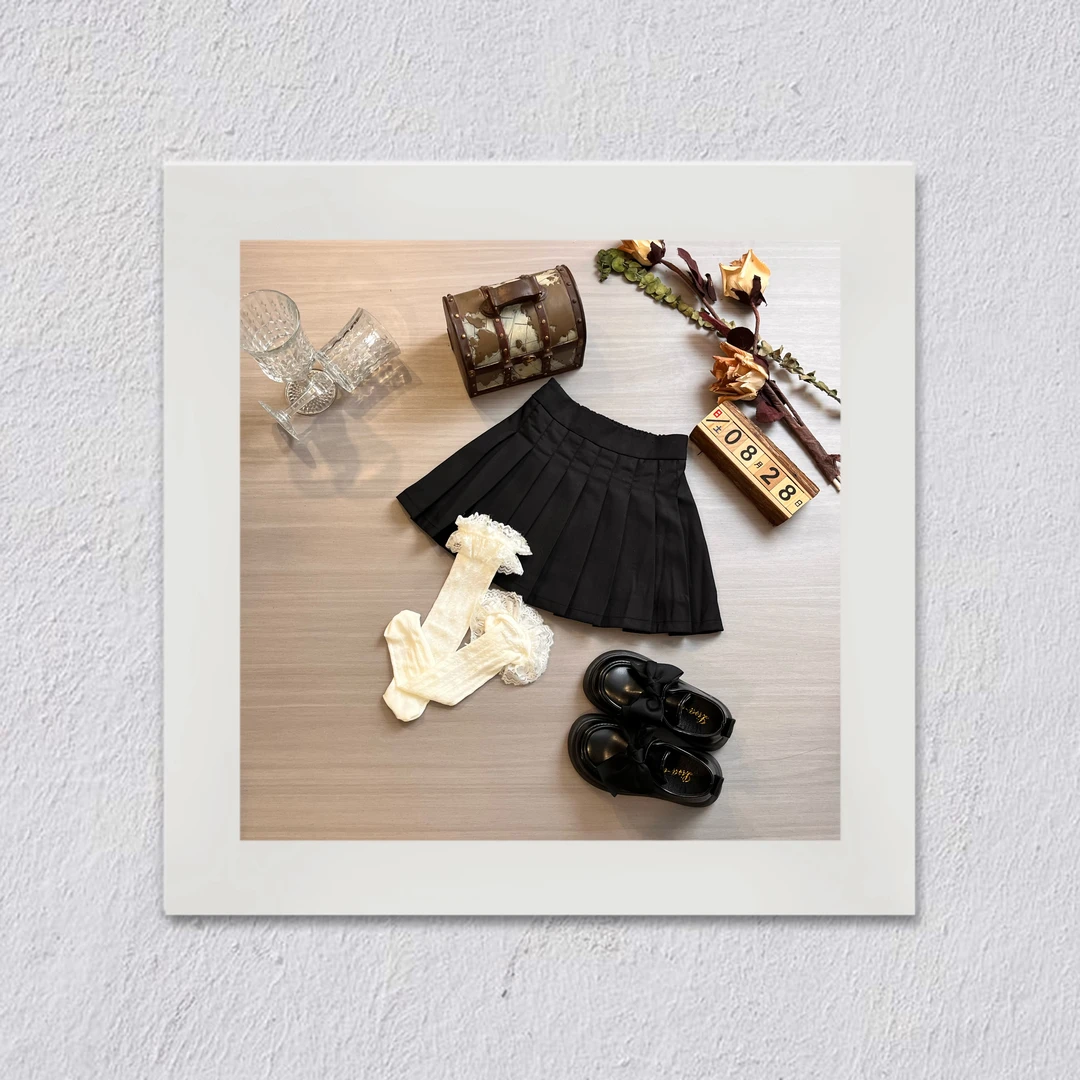 D21女童新款百搭学院百褶裙