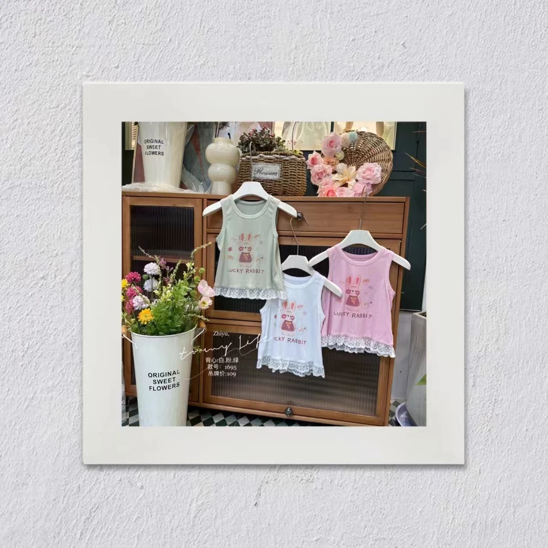C237/238夏季女童新款可爱甜美小兔子短上衣