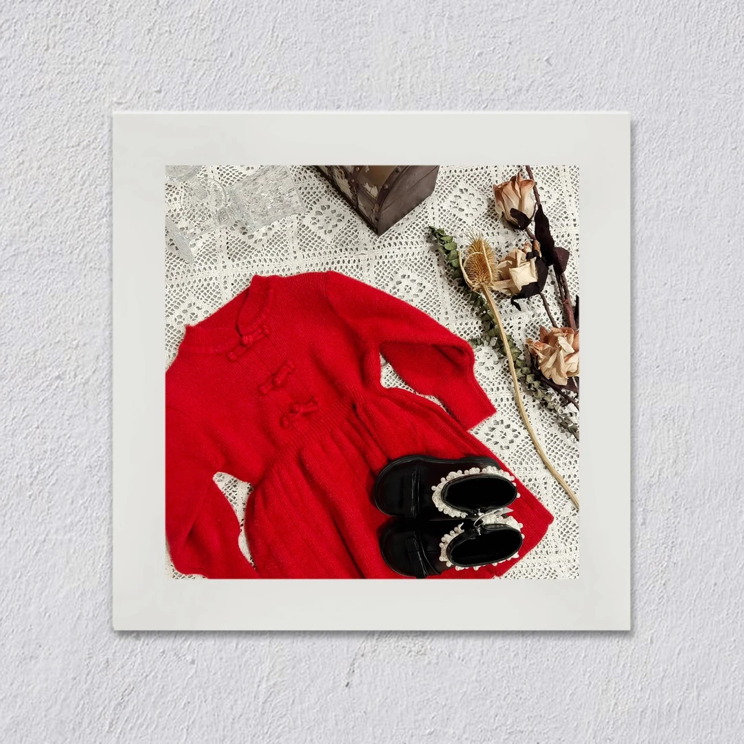 D216女童新年红色连衣裙洋气中式拜年服