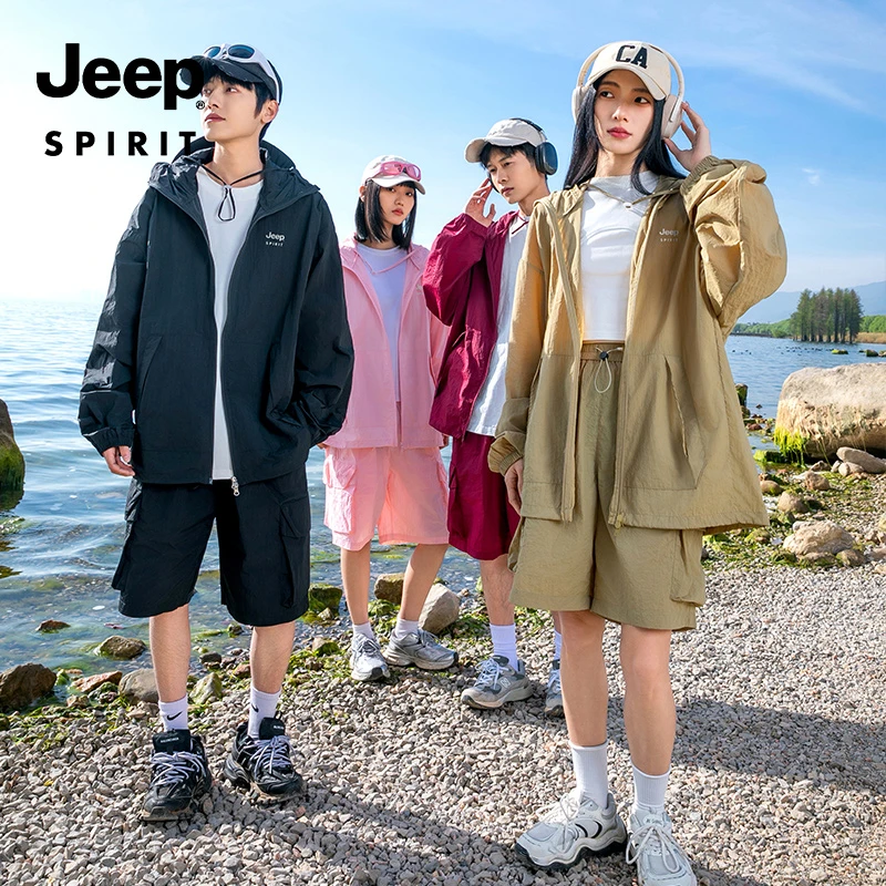 JEEPSPIRIT夏季时尚休闲运动户外薄款宽松连帽潮流透气防晒皮肤衣