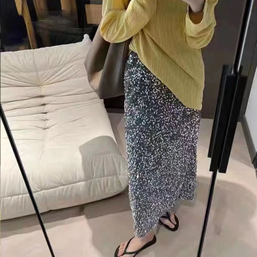 2024重工春款半身长裙时尚半裙气质百搭网红亮片裙6688