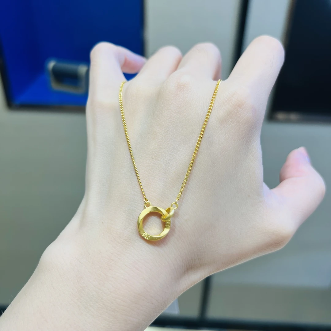 足金999 5G足金一生一世环环相扣黄金项链TL30511