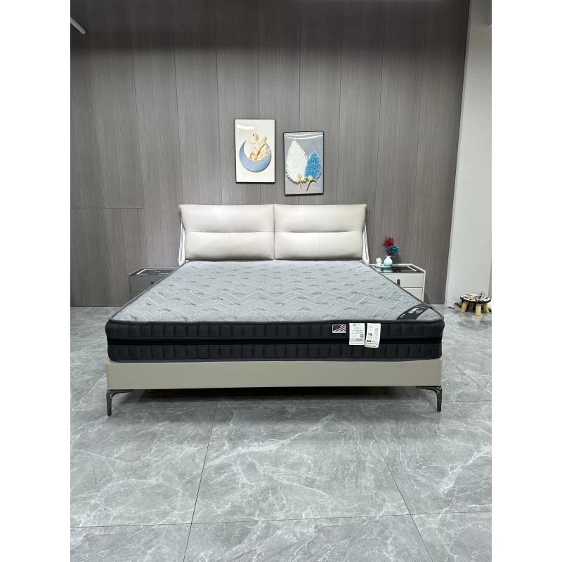 头层牛皮现代简约真皮床意式极简主卧1.8米小户型轻奢实木双人床