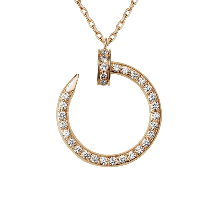 99新 Cartier/卡地亚 JUSTE UN CLOU系列 经典玫瑰金满钻钉子项链