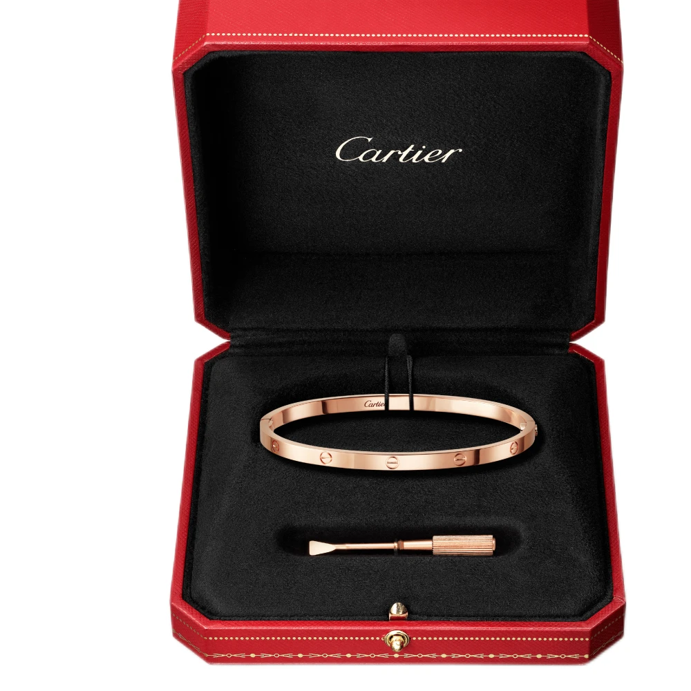 99新 Cartier/卡地亚 LOVE系列 经典全圈口 玫瑰窄版无钻手镯补差