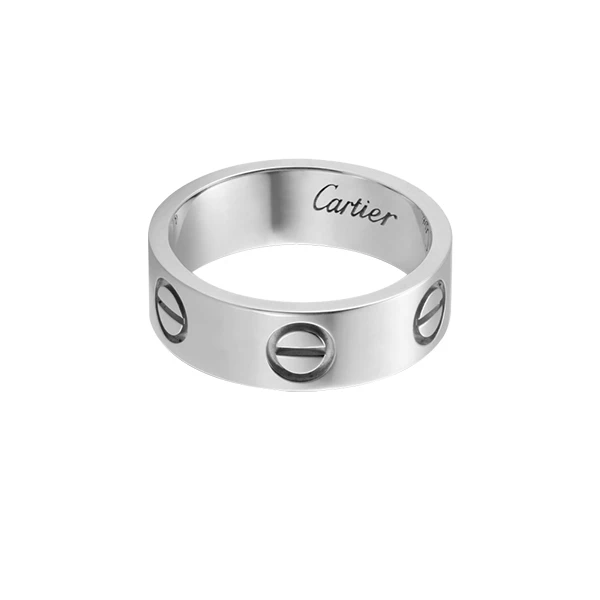 99新 Cartier/卡地亚 LOVE 系列 全圈口 经典白金色宽版无钻戒指