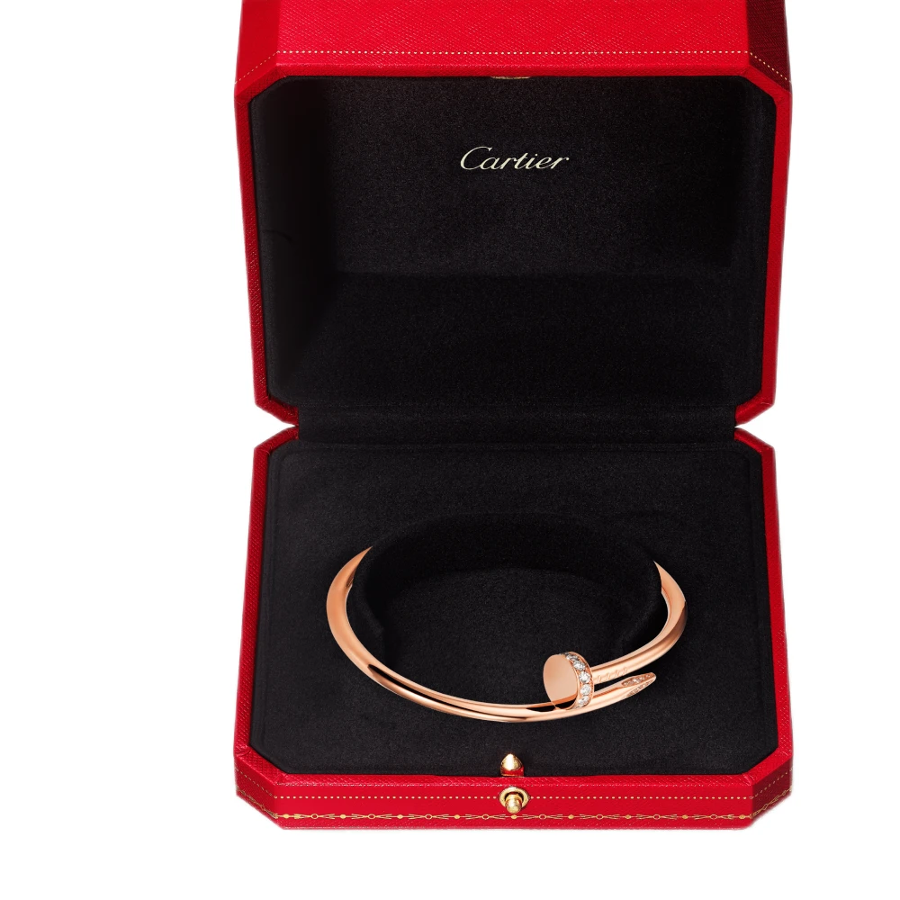 99新 Cartier/卡地亚 JUSTEUNCLOU玫瑰金宽版钉子头尾钻手镯拆单