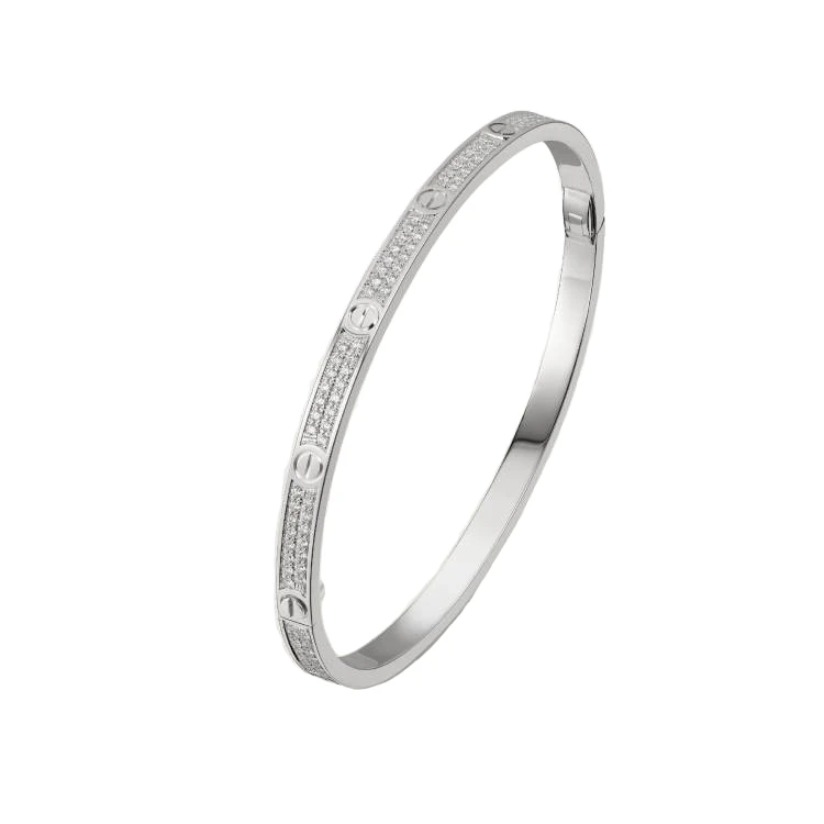 未使用 Cartier/卡地亚 LOVE 系列 经典白金色满天星满钻窄版手镯