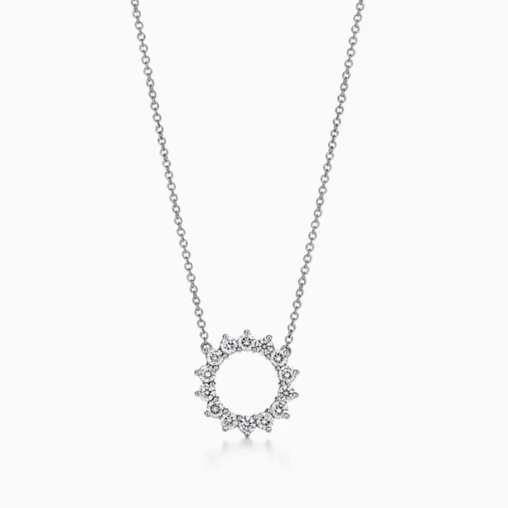 99新 Tiffany & Co./蒂芙尼  TiffanyPT950 铂金 太阳神满钻项链