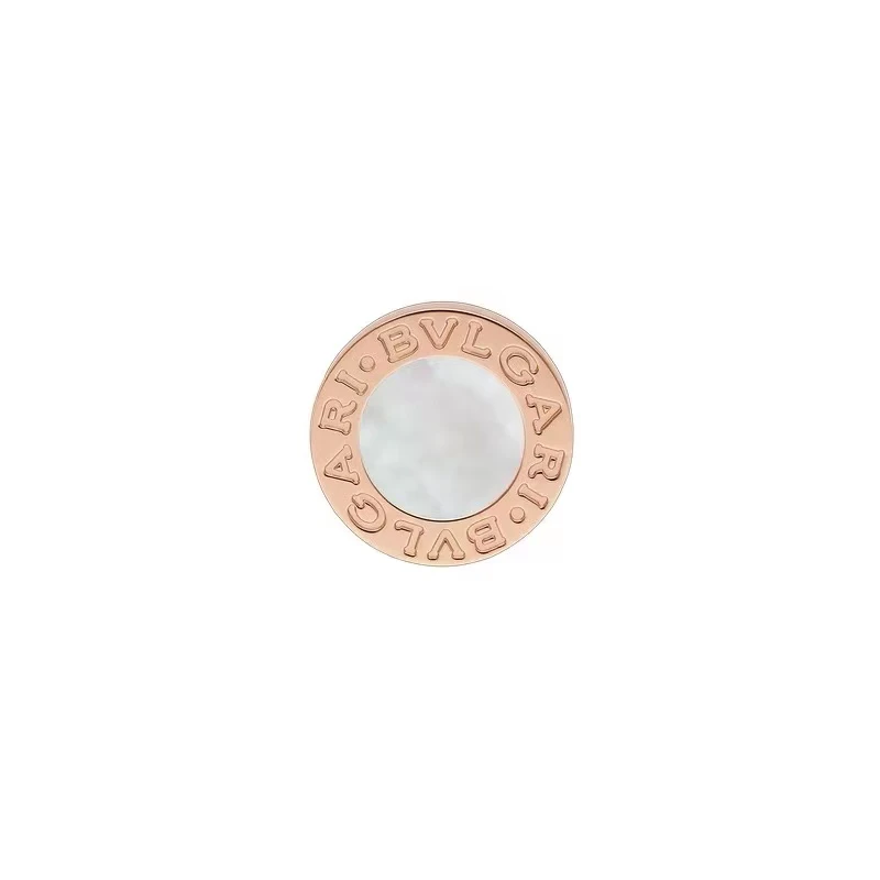 99新 BVLGARI/宝格丽 BVLGARI系列 玫瑰金饰品小圆饼白贝母耳钉