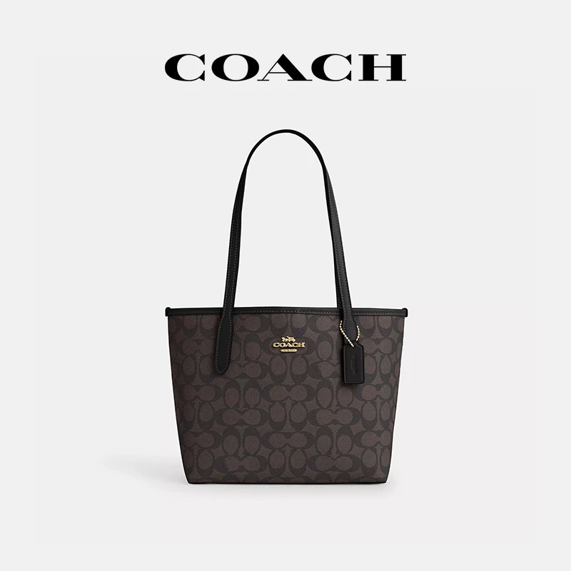 COACH/蔻驰【品牌授权】女包Small City23金属徽标女款中号托特包