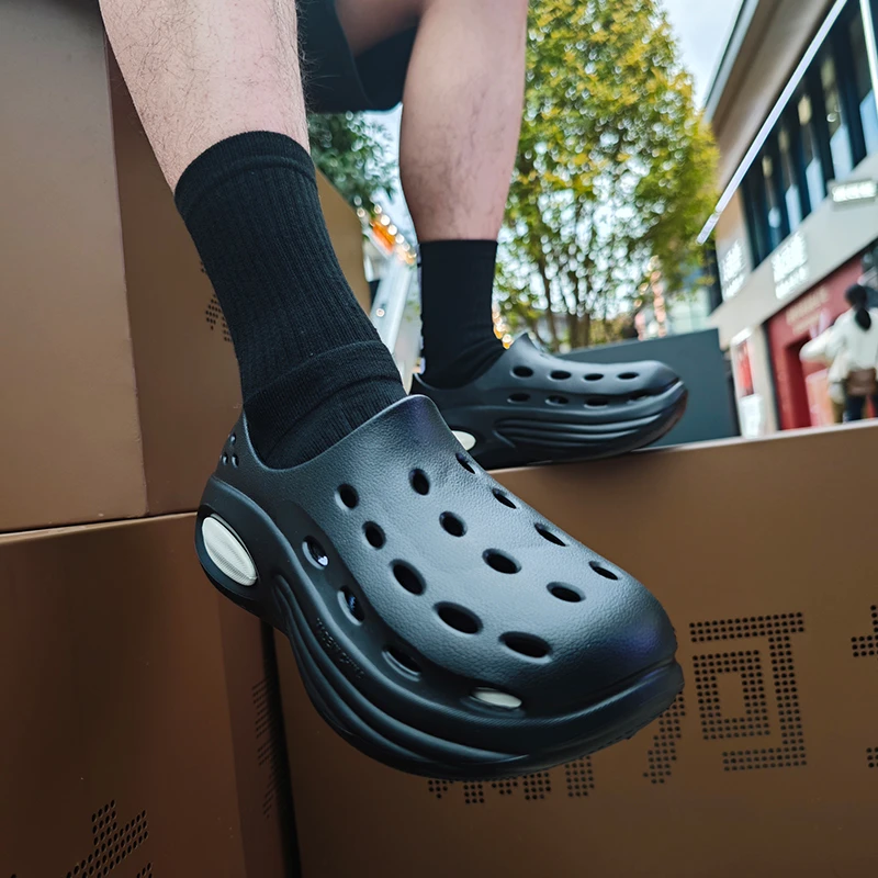 洞洞鞋男士夏季2024新款外穿厚底防滑户外耐磨沙滩包头凉拖鞋男款