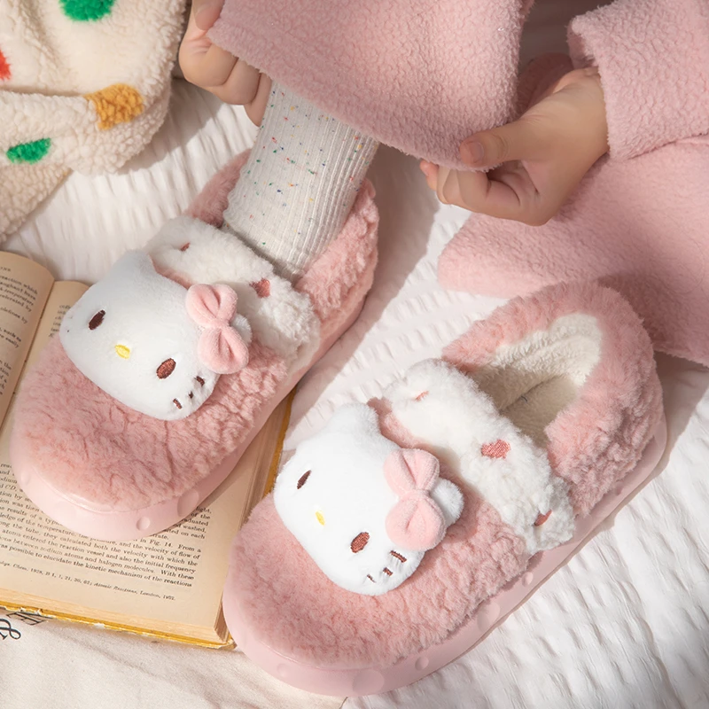 凯蒂猫棉拖鞋女冬季包跟加绒保暖厚底防滑可爱三丽鸥室内毛毛拖鞋