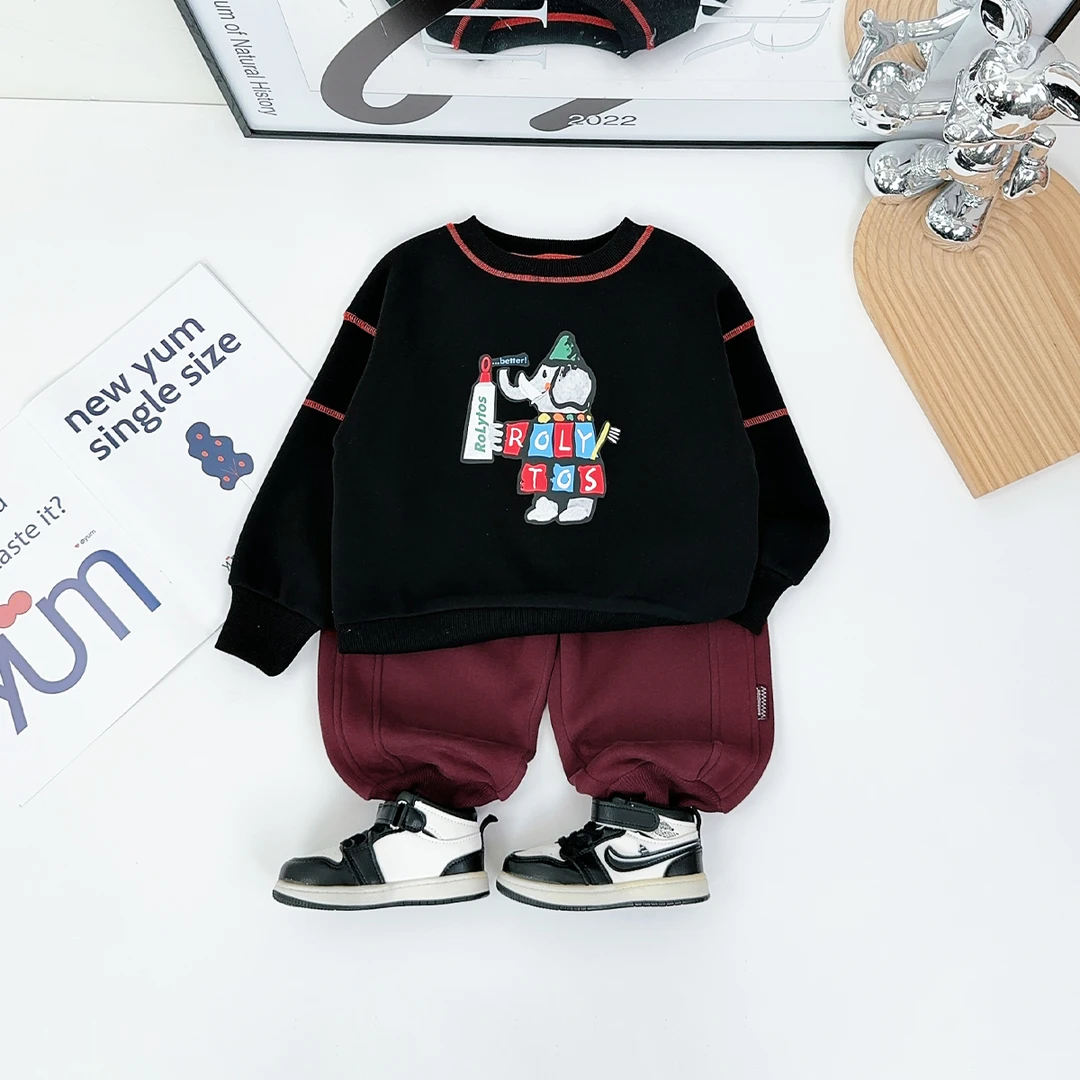 儿童卫衣加绒款长袖2024新款秋冬装男童 D-FB24224 悠悠童话童装