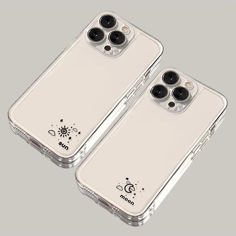太阳月亮适用苹果15手机壳iPhone14/16/13透明华为小米OPPO全包套