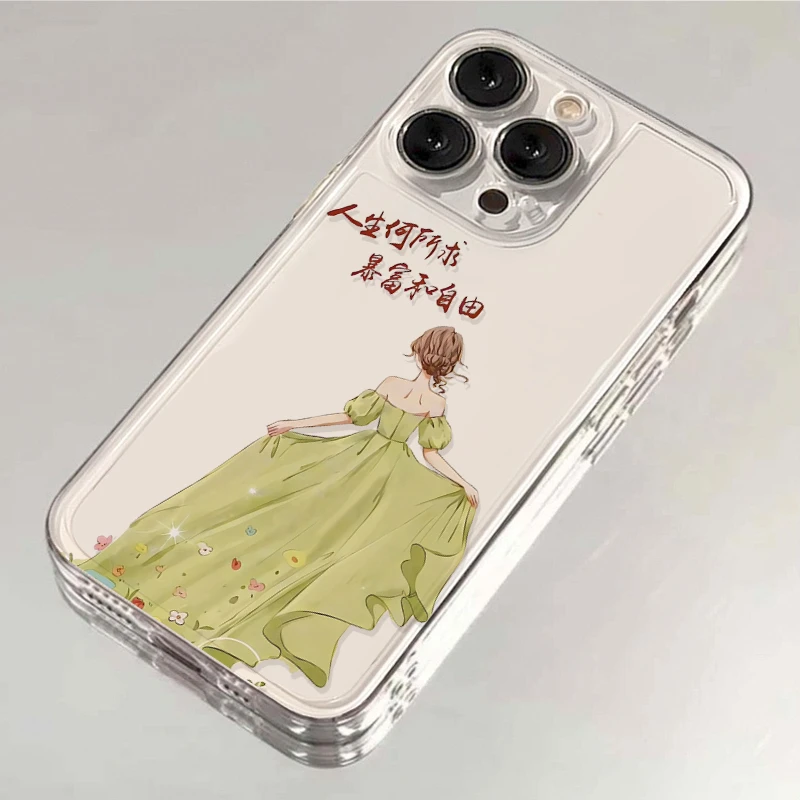 花朵长裙女孩苹果15手机壳iPhone14/13/12小众华为vivo小米OPPO
