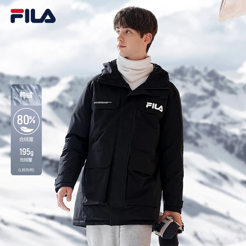 【加厚中长款羽绒服】FILA/斐乐男装冬季三防保暖时尚简约百搭款