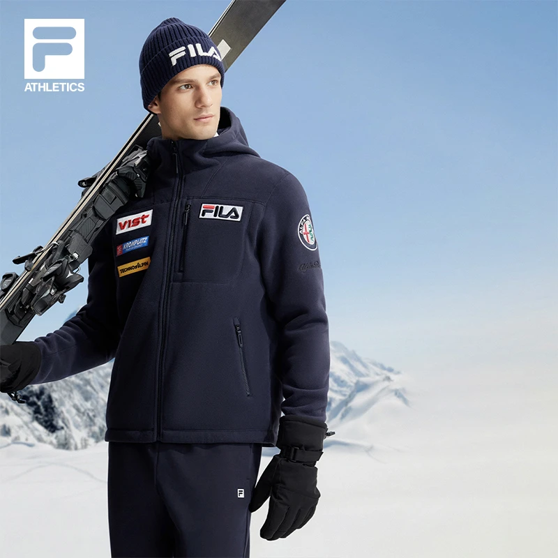 【五方联名滑雪户外针织连帽外套】FILA/斐乐男装冬季新款长袖上衣