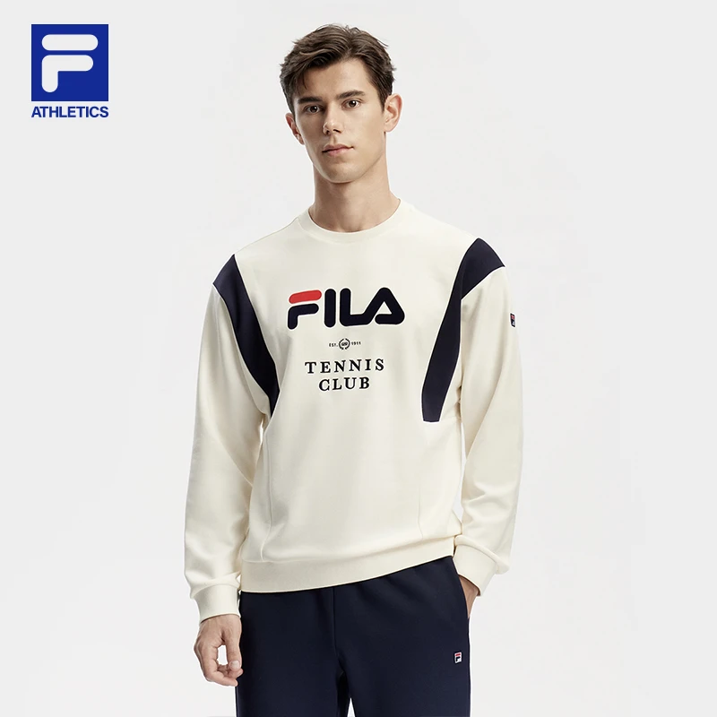 【时尚运动+针织套头衫】FILA/斐乐男装秋冬经典百搭休闲圆领卫衣