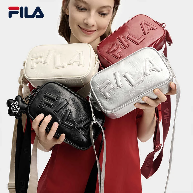 FILA斐乐女包斜挎包2025春季新款多彩盒子包休闲运动包单肩包女
