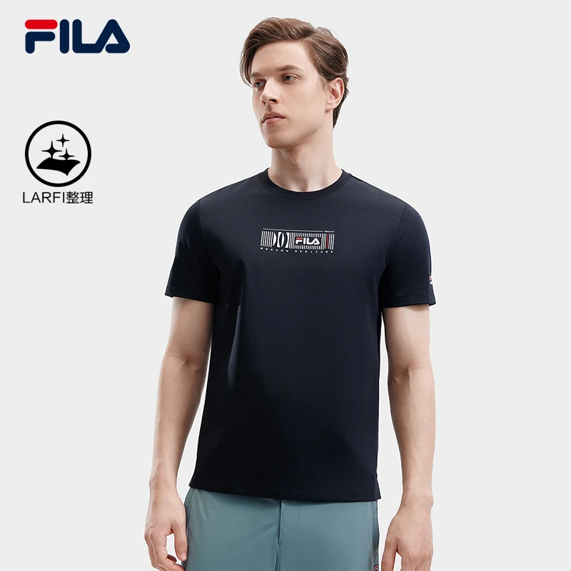 FILA 斐乐官方男子针织短袖衫2024夏款时尚休闲基础简约圆领T恤