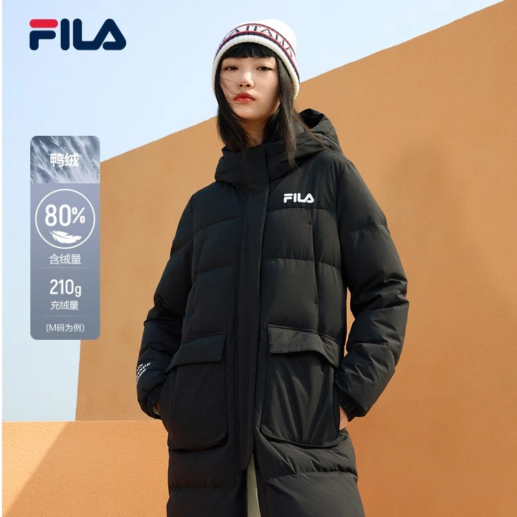 FILA/斐乐休闲运动【冬季加厚】长款保暖连帽羽绒服时尚F11W249906