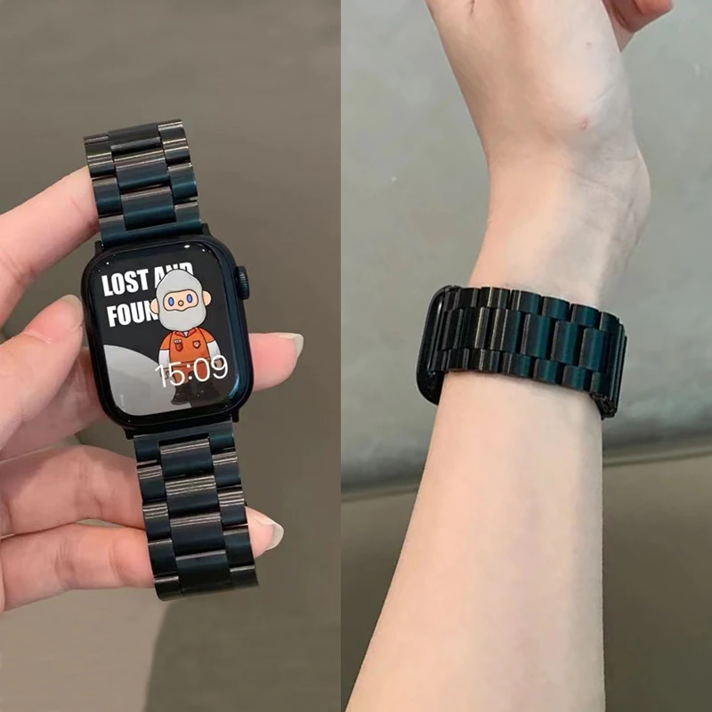 iwatch8表带手表 watch s10s987654金属不锈钢商务女男高级星光